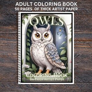 Owls Vol 2- Spiral Bound Adult Coloring Book - Thick Artist Pape…